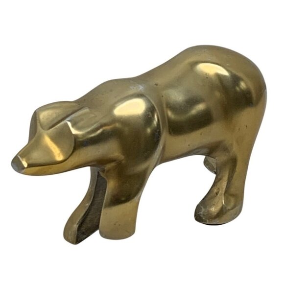 VTG Brass Bear Figurine Sculpture 10" x 6" Artisan Decor Collectible Art GIFT - Picture 1 of 13